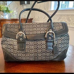 COACH- Navy blue signature canvas purse